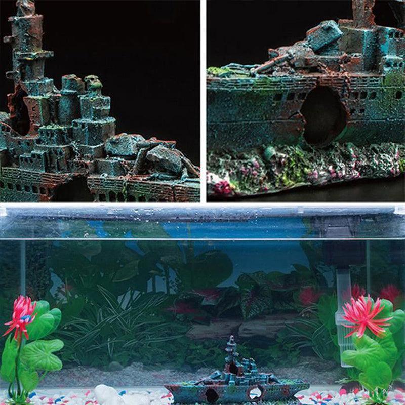 Premium Aquarium Shipwreck Resin Fish Tank Ornament - 23cm