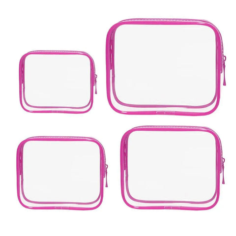 4 Pack Barbie Pink PVC Cosmetic Bag Set Travel Toiletry Makeup Organisers S M L XL