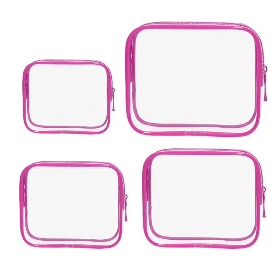 4 Pack Barbie Pink PVC Cosmetic Bag Set Travel Toiletry Makeup Organisers S M L XL