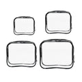 4 Pack Black PVC Cosmetic Bag Set Travel Toiletry Makeup Organisers S M L XL