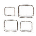 4 Pack Coffee PVC Cosmetic Bag Set Travel Toiletry Makeup Organisers S M L XL