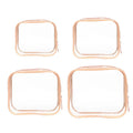4 Pack Peach Powder PVC Cosmetic Bag Set Travel Toiletry Makeup Organisers S M L XL