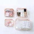 4 Pack White PVC Cosmetic Bag Set Travel Toiletry Makeup Organisers S M L XL