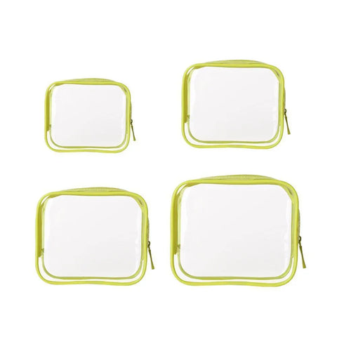 4 Pack Yellow PVC Cosmetic Bag Set Travel Toiletry Makeup Organisers S M L XL