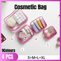 4 Pack Yellow PVC Cosmetic Bag Set Travel Toiletry Makeup Organisers S M L XL