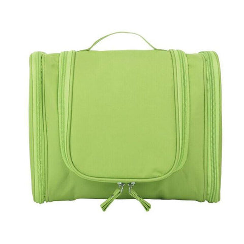 Premium Green Waterproof Hanging Travel Toiletry Bag with Hook and Multiple Pockets