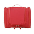 Premium Red Waterproof Hanging Travel Toiletry Bag with Hook and Multiple Pockets