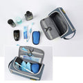 Premium Men's Grey Waterproof Travel Toiletry Wash Bag with Hanging Hook