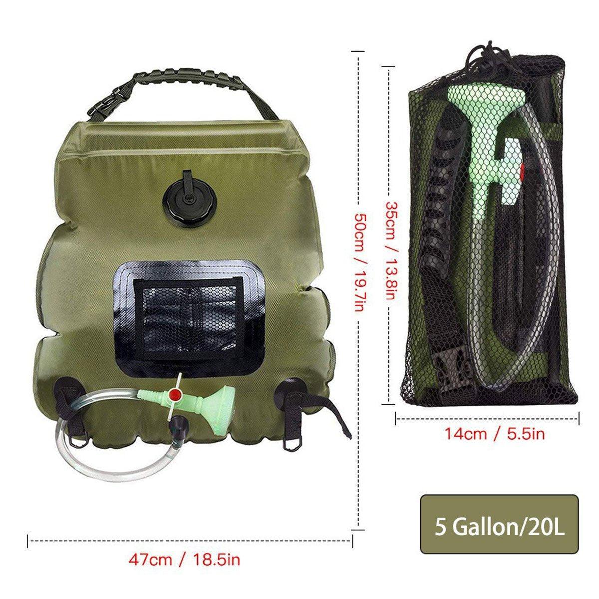 Premium 20L Solar Camp Shower Bag - Army Green
