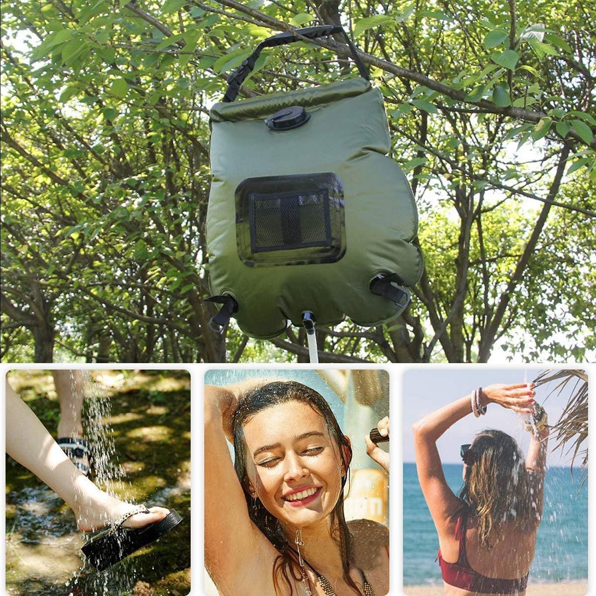 Premium 20L Solar Camp Shower Bag - Army Green