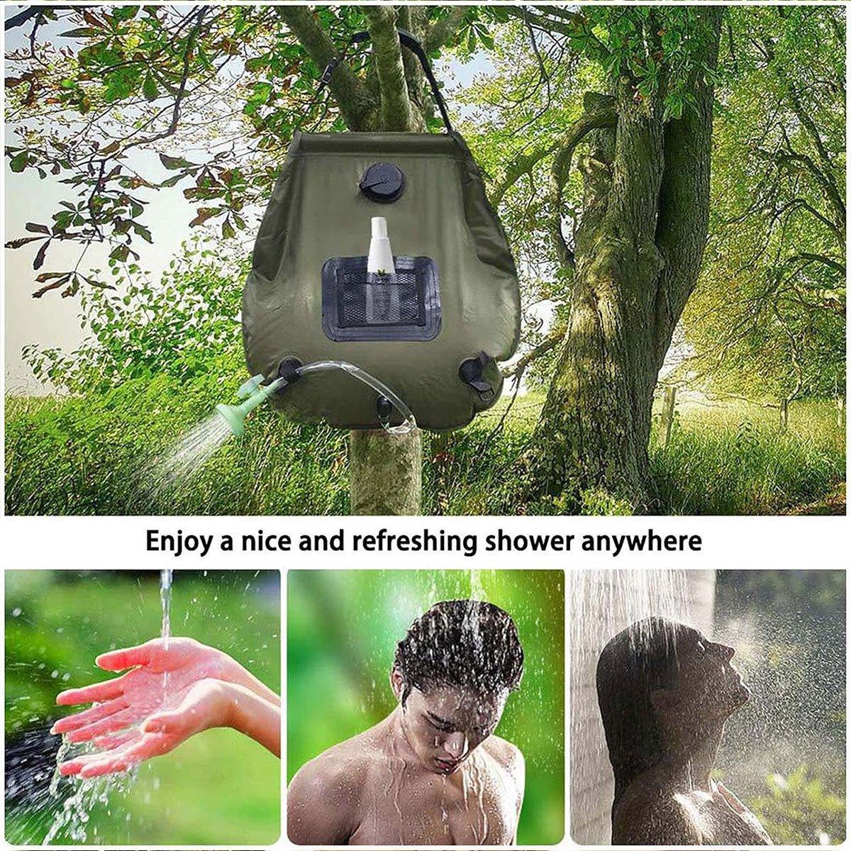 Premium 20L Solar Camp Shower Bag - Army Green
