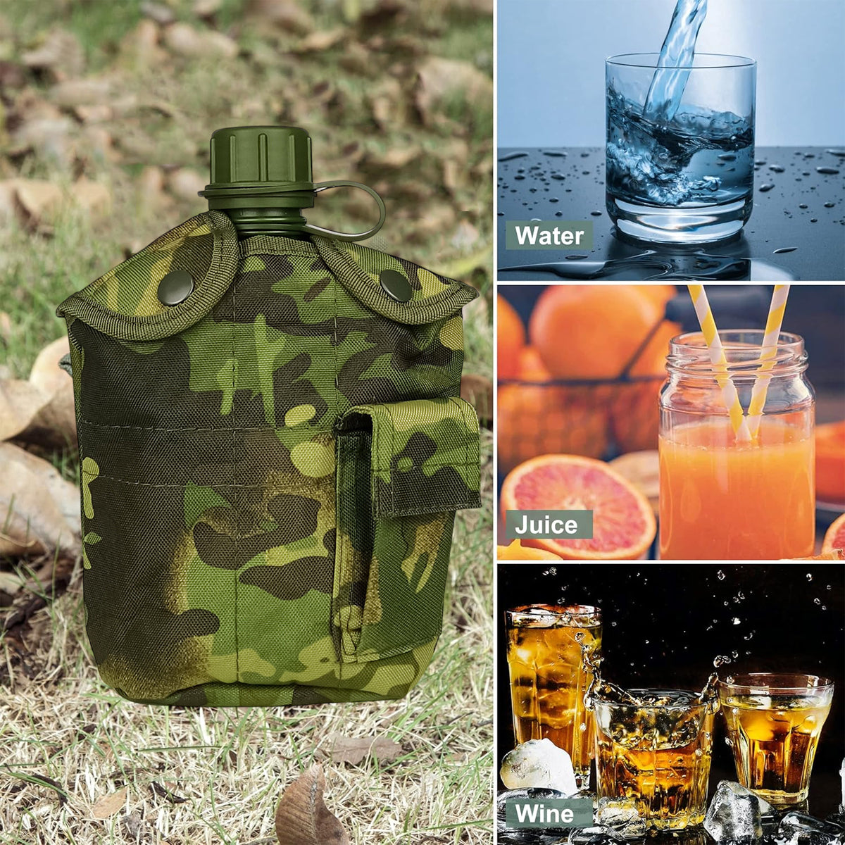4pcs Camouflage Tactical Water Bottle Outdoor Camping Multi-functional Outdoor - SuperSaverAU - view 3