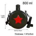Outdoor Water Bottle 800ml Stainless Steel with Adjustable Strap - Army Green/Red Star - SuperSaverAU - view 3