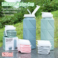 Premium Pink 620ml Silicone Folding Water Bottle Leakproof Sports Kettle