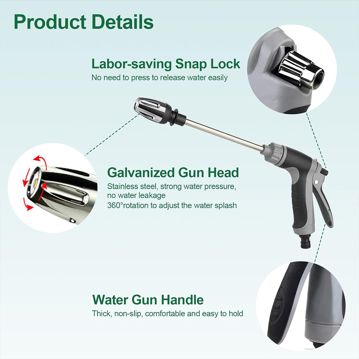 Premium High Pressure Long Pole Car Wash Sprayer with Adjustable Nozzle