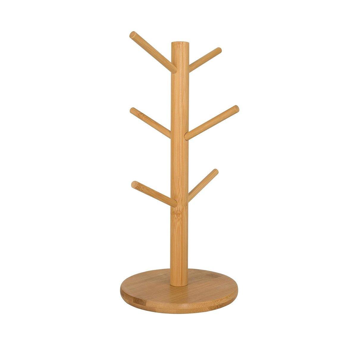 Premium Bamboo Cup Holder Rack – 6 Branches
