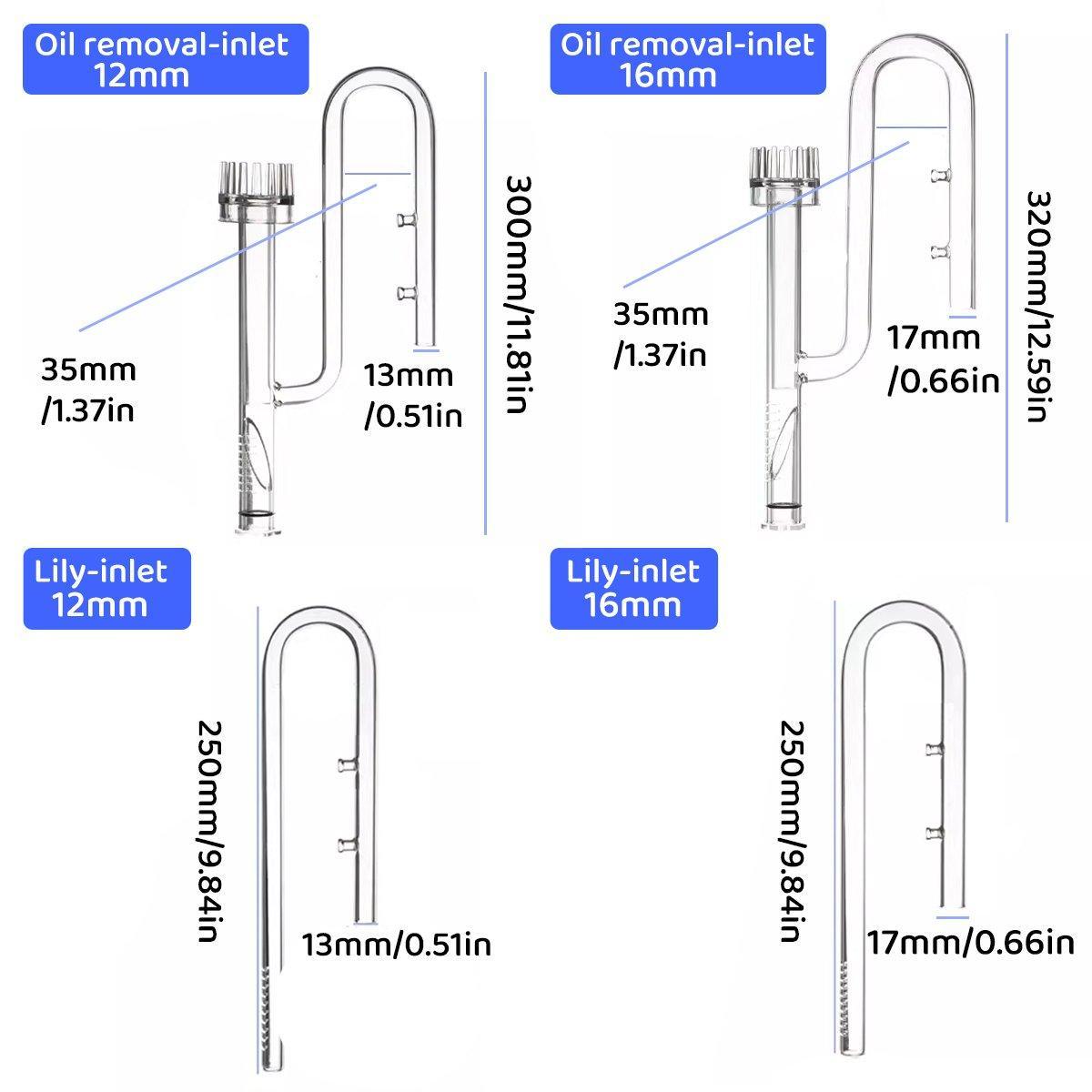 Aquarium Glass Inlet Outlet Pipe Fish Tank Filter Oil Film Remover Plant Holder - Speaker outlet-12mm