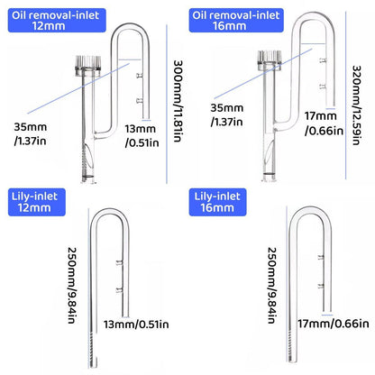 Aquarium Glass Inlet Outlet Pipe Fish Tank Filter Oil Film Remover Plant Holder - Speaker outlet-12mm