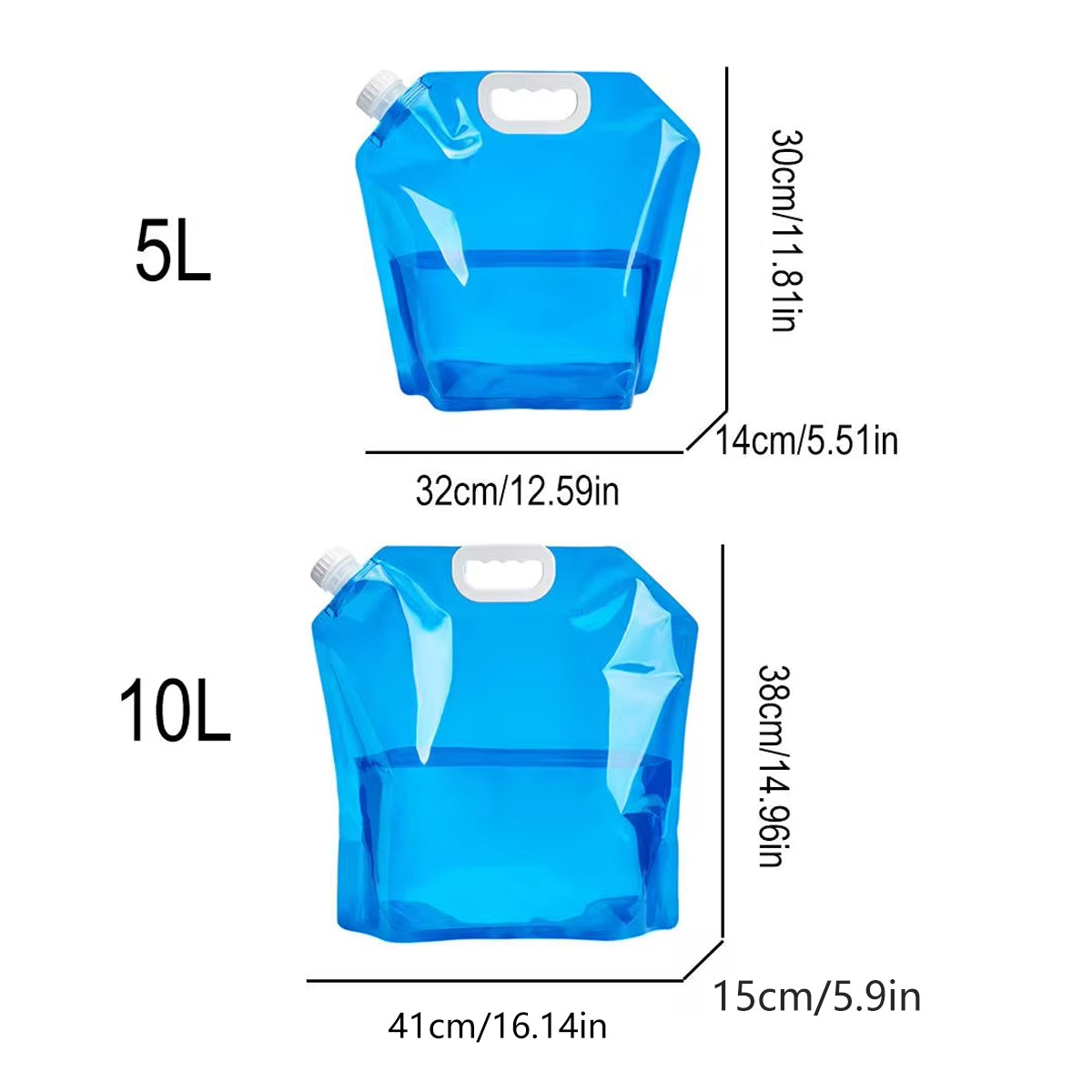 Premium Folding Water Storage Bags - 4 Pack, 5L & 10L