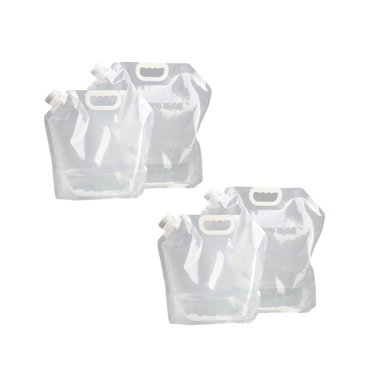 Premium Folding Water Storage Bags - 4 Pack, 5L & 10L