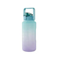 Premium Green 2L Gradient Motivational Water Bottle with Straw Time Markings