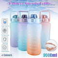 Premium Green 2L Gradient Motivational Water Bottle with Straw Time Markings