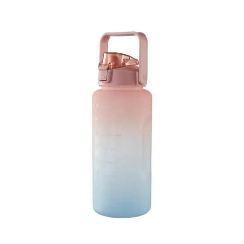Premium Pink 2L Gradient Motivational Water Bottle with Straw Time Markings