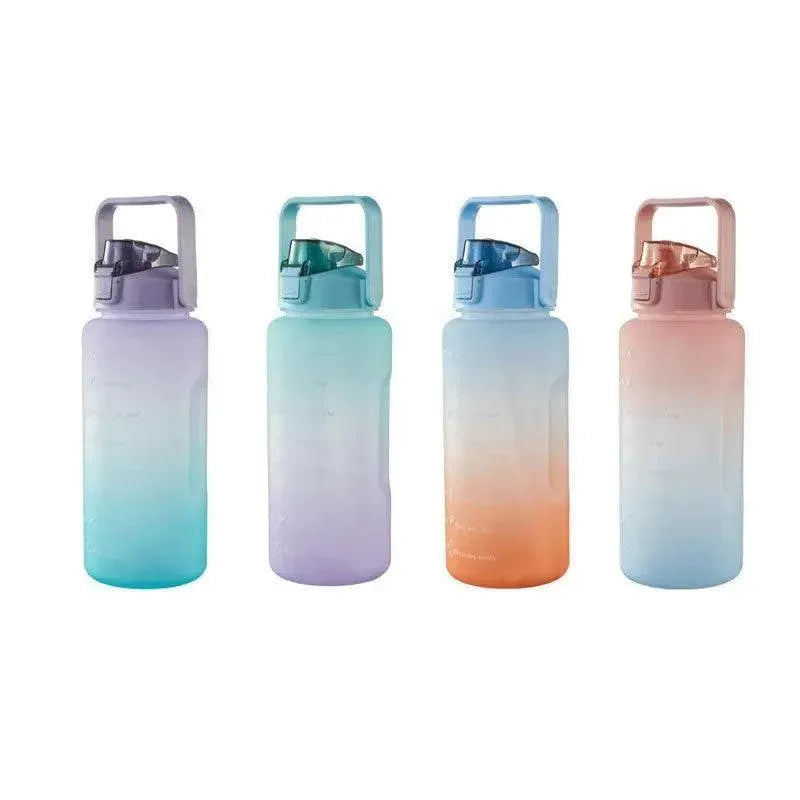 Premium Pink 2L Gradient Motivational Water Bottle with Straw Time Markings