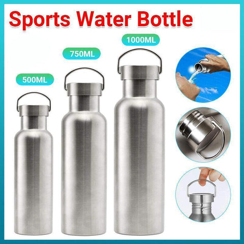 Premium 500ml Stainless Steel Sports Water Bottle Silver Flask