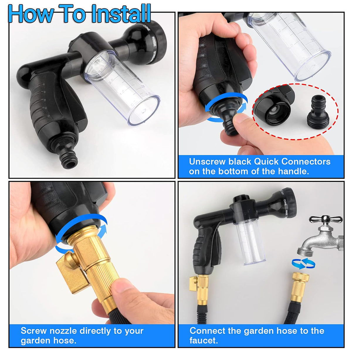 Premium 8-Mode Garden Hose Foam Sprayer Nozzle – Yellow