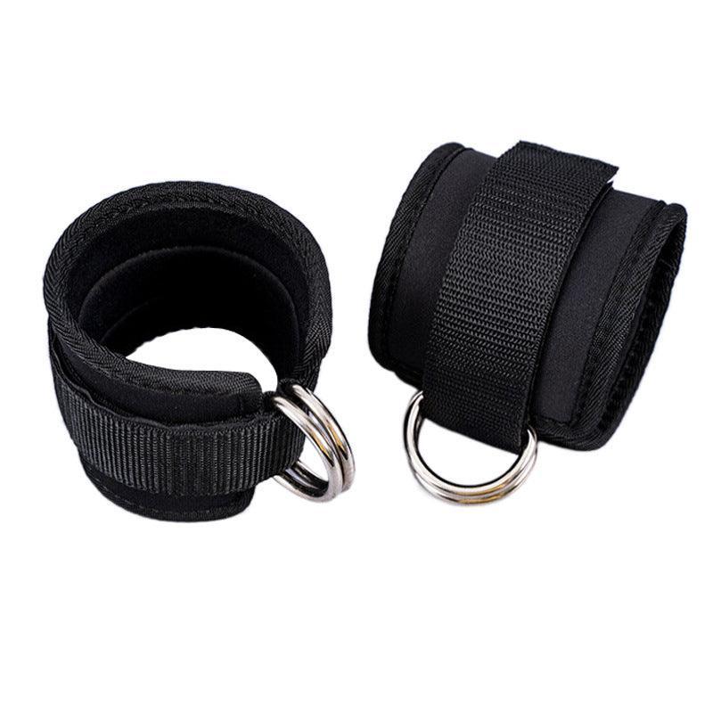 Premium Black Ankle D-Ring Cable Straps Pair for Weight Lifting and Glute Workouts