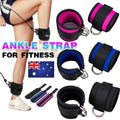 Premium Blue Ankle D-Ring Cable Straps Pair for Weight Lifting and Glute Workouts