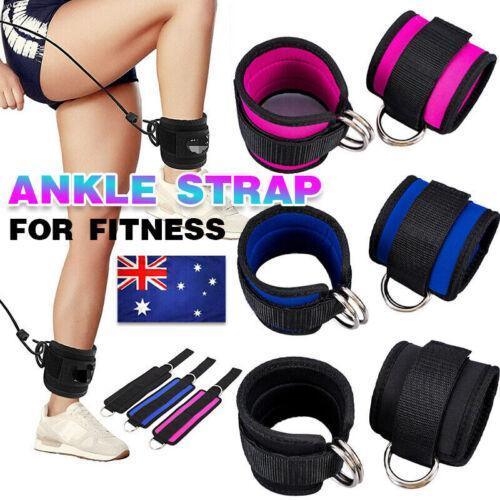 Premium Blue Ankle D-Ring Cable Straps Pair for Weight Lifting and Glute Workouts