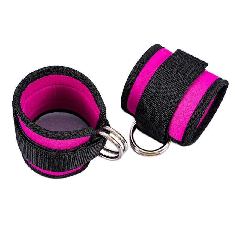 Premium Pink Ankle D-Ring Cable Straps Pair for Weight Lifting and Glute Workouts