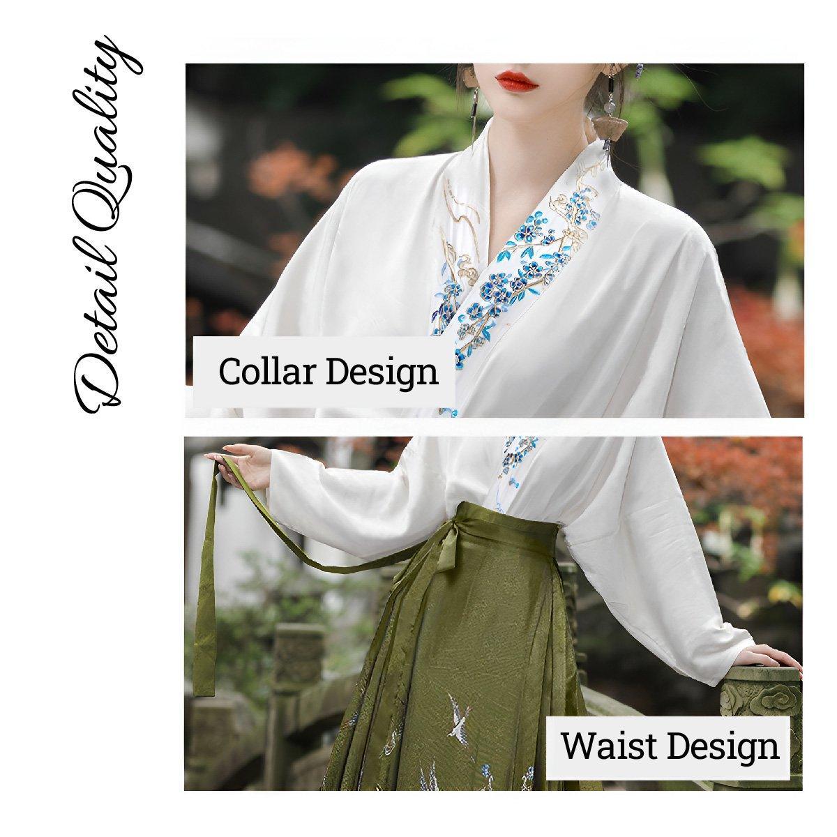 Women's Spring Autumn Hanfu Set with Horse Skirt and Blouse - Size S