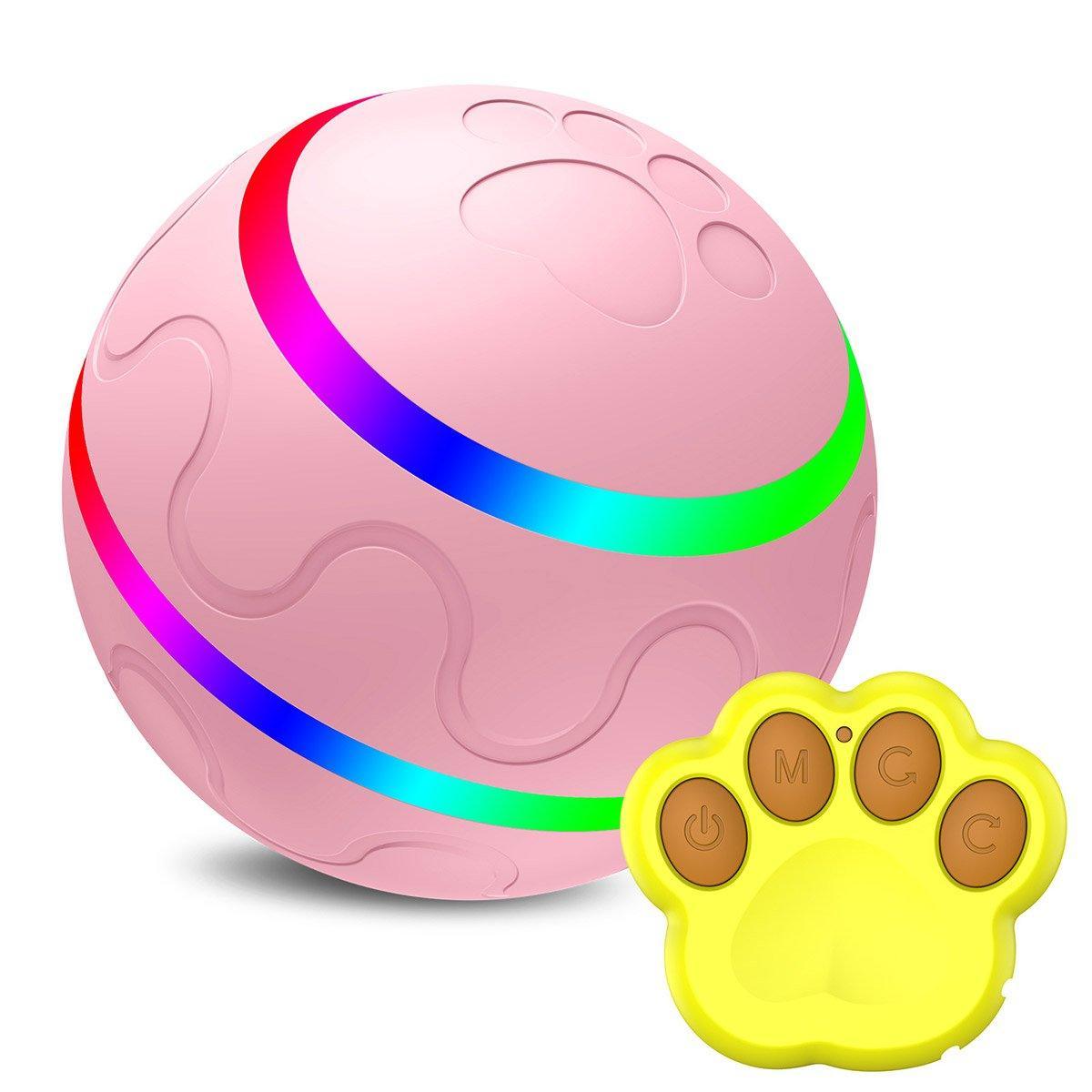 Electric Pet Ball Toy - Remote Control, USB Rechargeable, 8cm, Pink