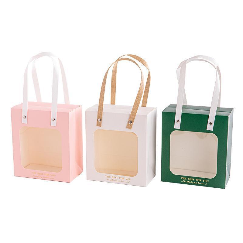 20pcs Translucent Gift Bags Packaging Tote Birthday Party Favors Candy Bags - Beige-M Size