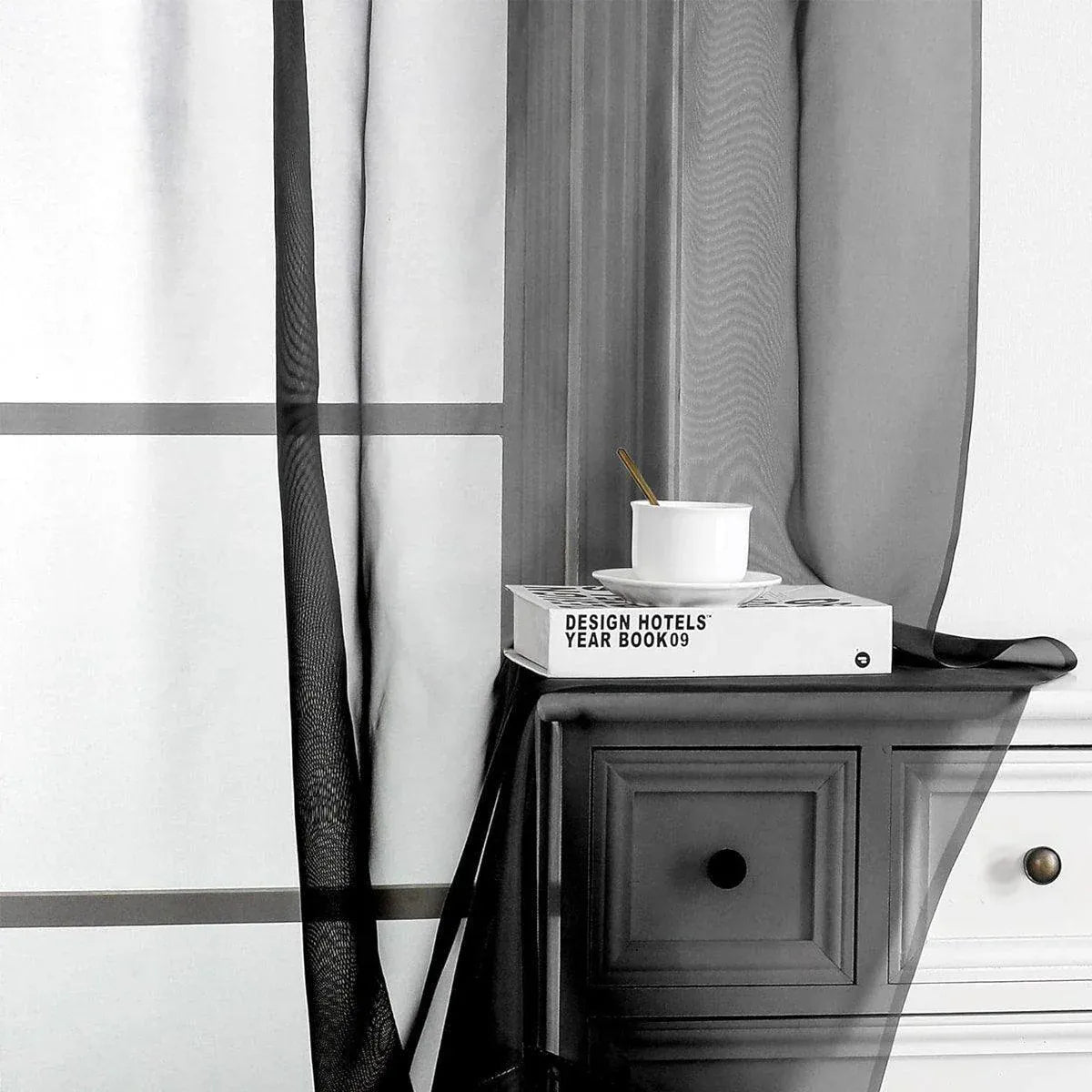 Premium Sheer Voile Curtain Panel – Black 140 x 230cm