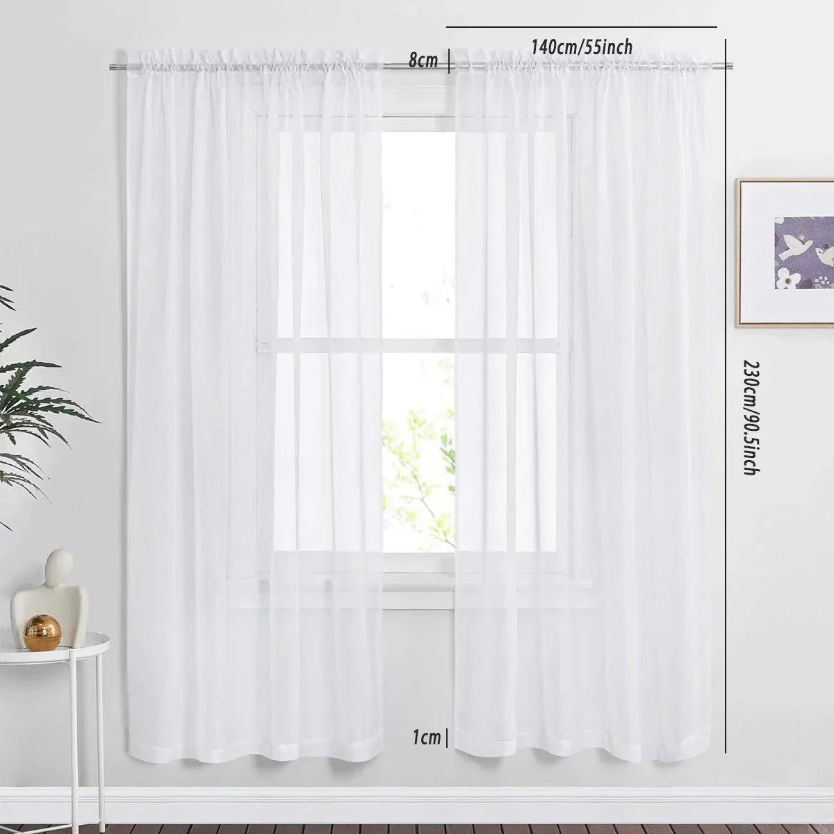 Premium Sheer Voile Curtain Panel – Black 140 x 230cm
