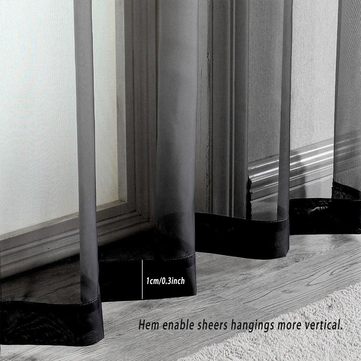 Premium Sheer Voile Curtain Panel – Black 140 x 230cm
