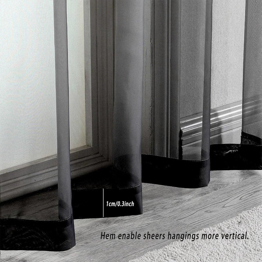 Premium Sheer Voile Curtain Panel – Black 140 x 230cm