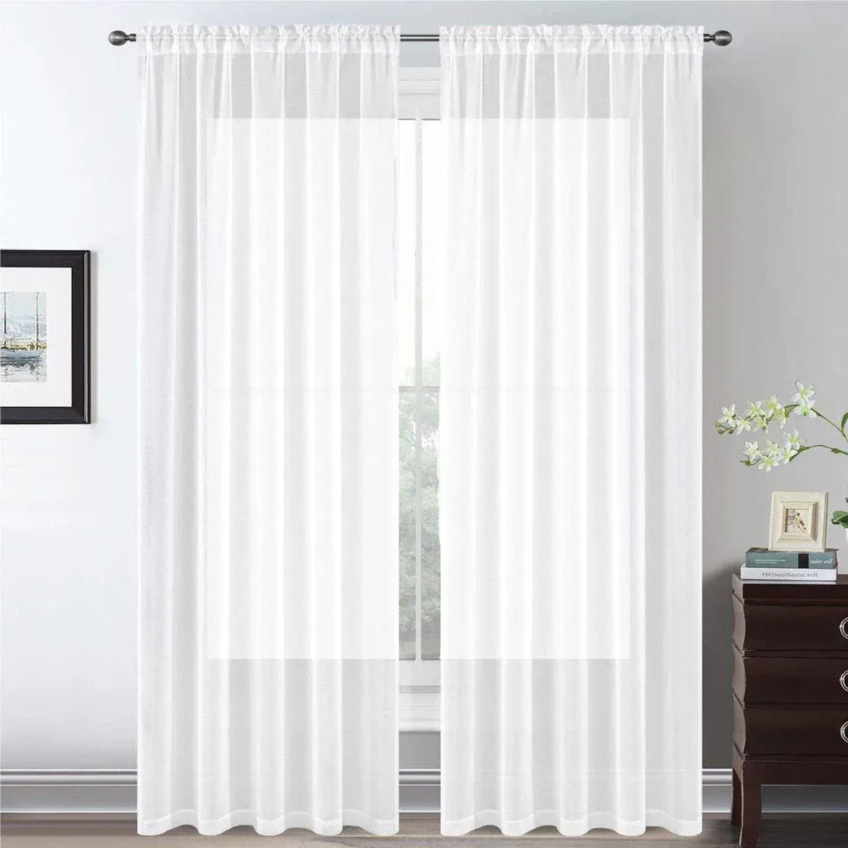 Premium Sheer Voile Curtain Panel – Black 140 x 230cm