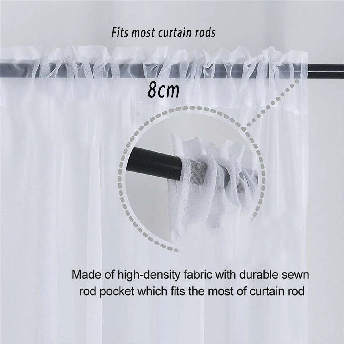 Premium Sheer Voile Curtain Panel – Black 140 x 230cm