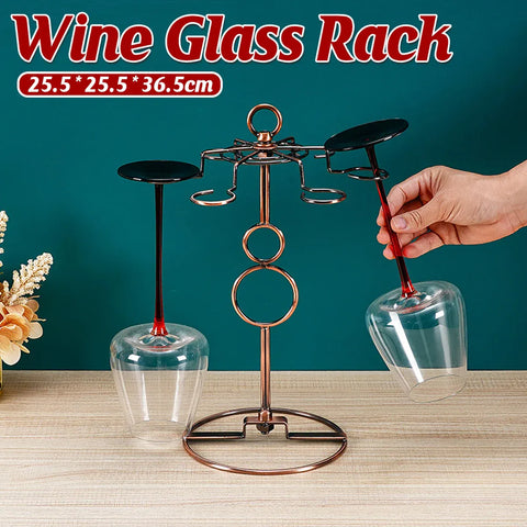 Premium Brown Freestanding Wine Glass Rack Countertop Stemware Holder