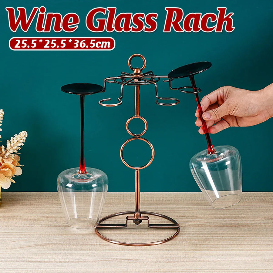 Premium Brown Freestanding Wine Glass Rack Countertop Stemware Holder