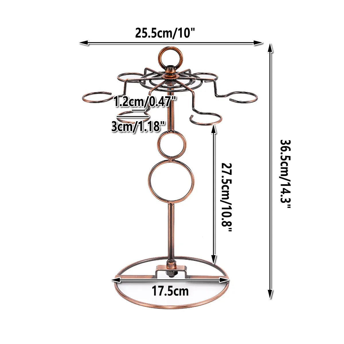 Premium Brown Freestanding Wine Glass Rack Countertop Stemware Holder