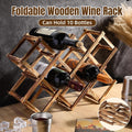 Premium Foldable Wooden Wine Rack 10 Bottle Pine Display Stand