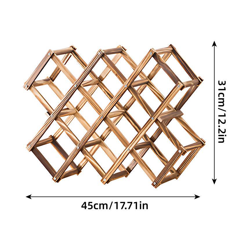 Premium Foldable Wooden Wine Rack 10 Bottle Pine Display Stand