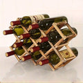 Premium Foldable Wooden Wine Rack 10 Bottle Pine Display Stand