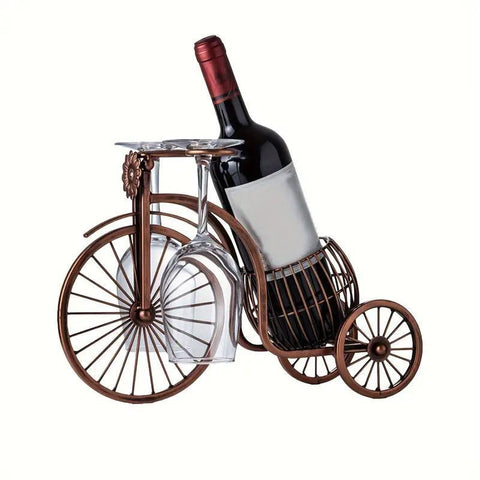 Premium Vintage Tricycle Wine Rack Antique Bronze 4 Bottle Decorative Holder